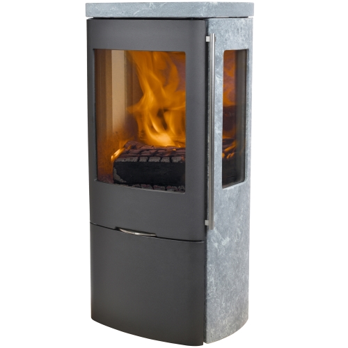 Senza full soapstone with side glass (Outside Air) - BLACK