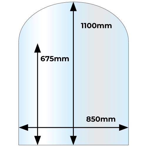 Semi-Circle Glass Hearth - 12mm x 1100mm x 850mm