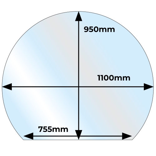 Circle with Slice Glass Hearth - 12mm x 1100mm Dia. x 950mm