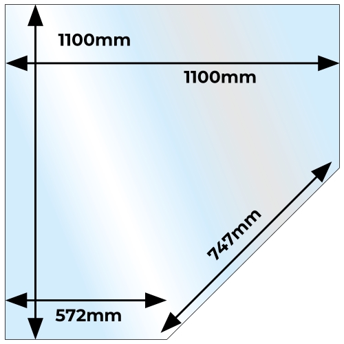 Corner Angle Glass Hearth - 12mm x 1100mm x 1100mm