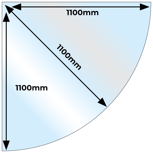 Quarter Circle Glass Hearth - 12mm x 1100mm x 1100mm