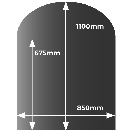 Smoked - Semi-Circle Glass Hearth - 12mm x 1100mm x 850mm