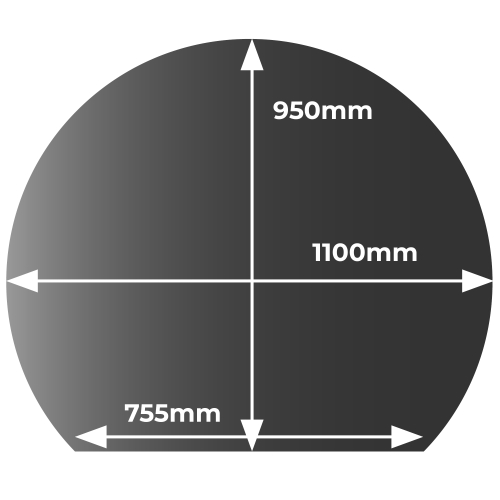 Smoked - Circle With Slice Glass Hearth - 12mm x 1100mm Dia. x 950mm