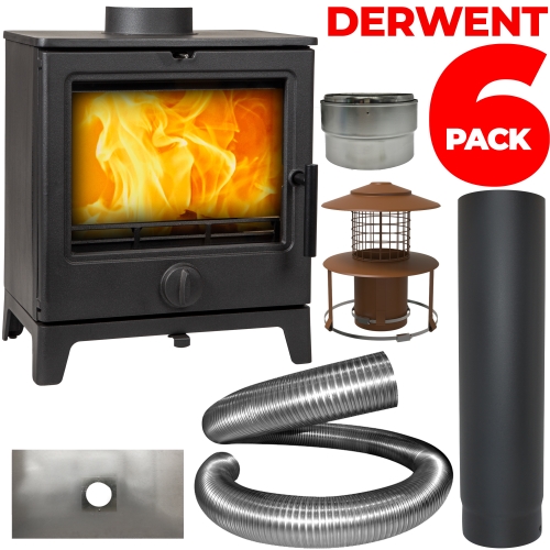 6 x Derwent Multifuel Stoves & Installation Packs