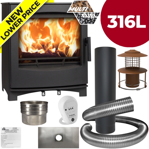 Large Tinderbox Multi Fuel Stove with 316L Installer Pack