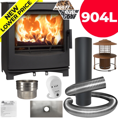 Large Tinderbox Multi Fuel Stove with 904L Installer Pack