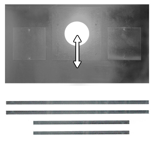 Adj.Register Plate, 900x495, 2 access hole - Ø 150