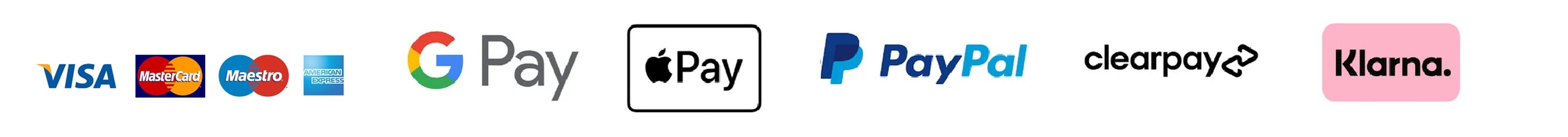 Multiple Payment Options- including Klarna, Clearpay, Mastercard, Visa and Paypal