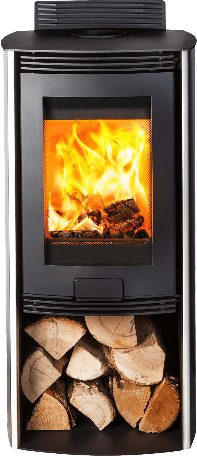 Di Lusso R4 Euro Eco Wood Burning Stove with Curved Stainless Steel Sides
